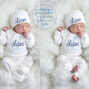 Baby Boy Clothes Baby Boy Coming Home Outfit Baby Boy Gift Newborn Boy Clothes Newborn Boy Outfit Monogrammed Baby Boy Outfit Newborn Hat