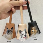 Hand-Painted Leather Pet Portrait Bag Charm: Custom Dog/Cat Memorial