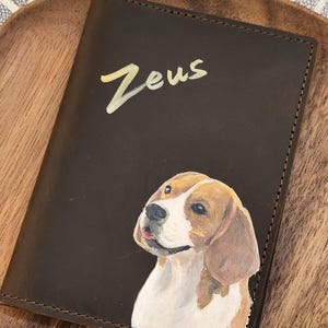 Capa para passaporte com retrato de animal de estimação pintada à mão, capa de couro personalizada para passaporte, porta-cartões personalizado, bolsa com retrato de cachorro, GIF com retrato de gato