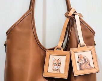 Handbemalter Haustier Porträt Anhänger: Benutzerdefinierte Hund/Katze Anhänger, Muttertagsgeschenk für Mama