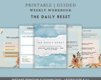 The Daily Reset | Printable Anxiety Journal | Weekly Guided Self-Care PDF