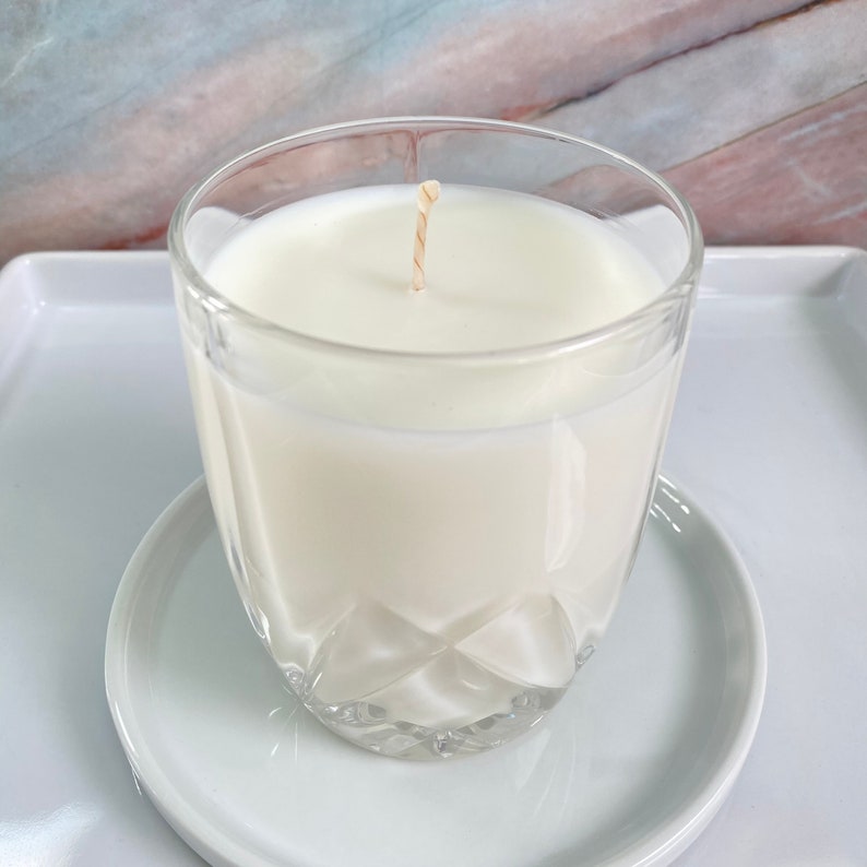 Sweet Basil Lemon Essential Oil /& Coconut Wax Candle In Waterford Crystal