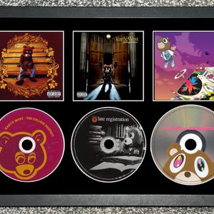Kanye West | The College Dropout | Late Registration | Graduation | Retro Triple CD Wall Display | Frame Not Included |