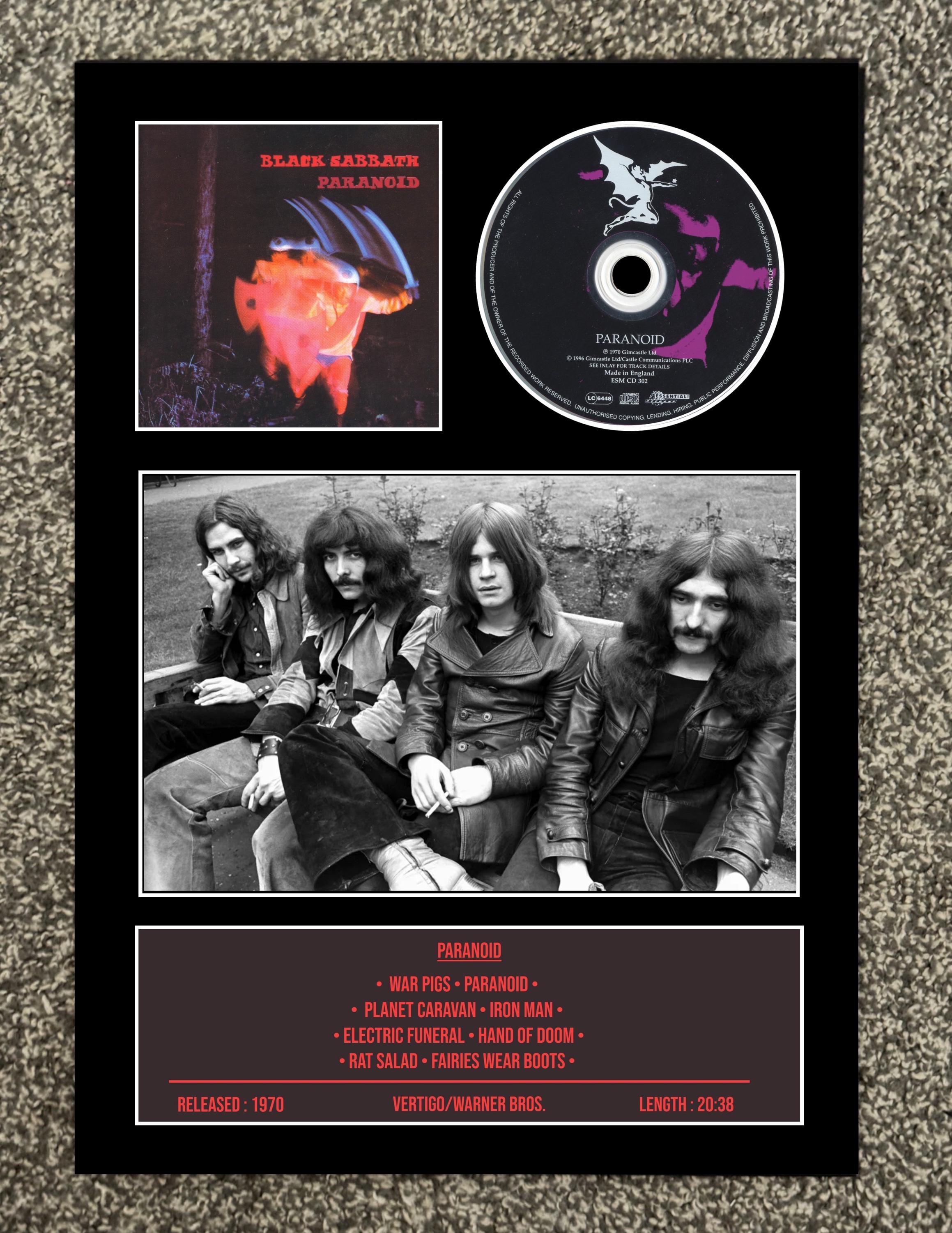 Black Sabbath | Paranoid | Retro Mounted CD Wall Display | Frame