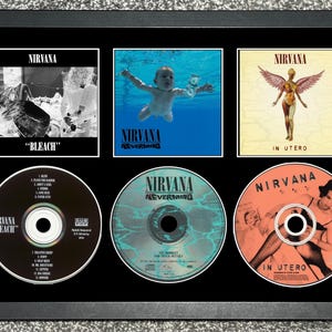 Nirvana | Bleach | Nevermind | In Utero | Retro Triple CD Wall Display | Frame Not Included |