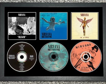 Nirvana | Bleach | Nevermind | In Utero | Retro Triple CD Wall Display | Frame Not Included |