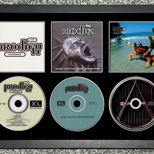 Prodigy / The Experience / Musica per la generazione abbandonata / The Fat Of The Land / Espositore da parete retrò per tre CD / Cornice non inclusa /