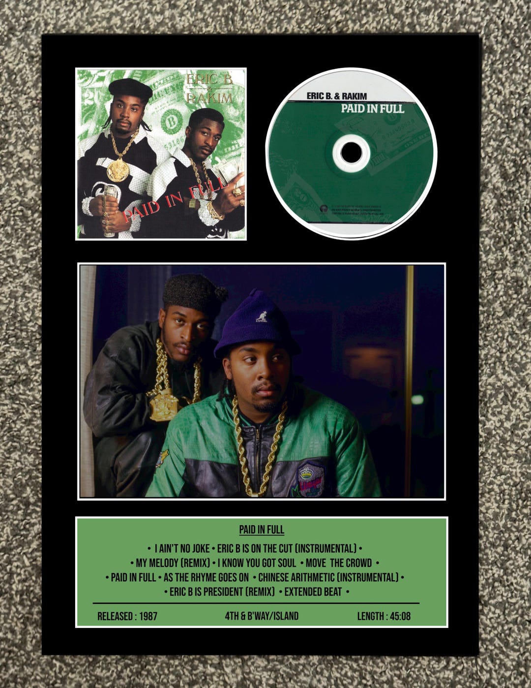 Eric B & Rakim | Paid in Full | Retro Mounted CD Wall Display
