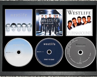 Westlife / Westlife / Coast To Coast / Turnaround / Exhibidor de pared triple de CD retro / Marco no incluido /