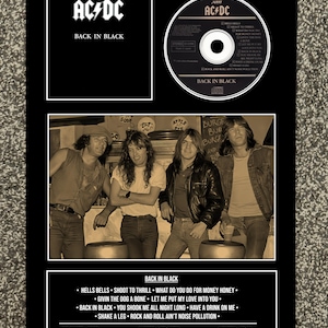 AC/DC | Back In Black | Retro Mounted CD Wall Display | Frame Not Included |