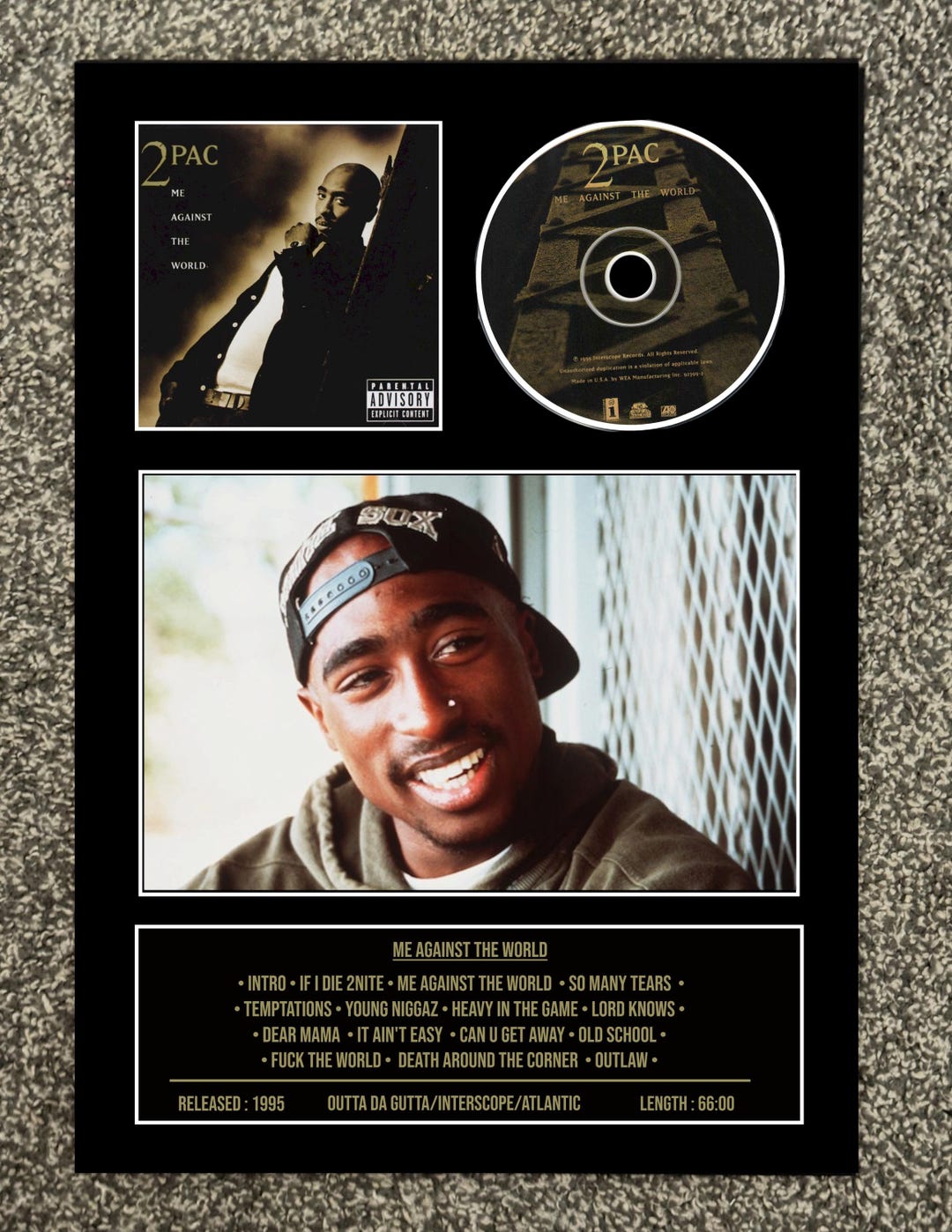 2pac | Me Against the World | Retro Mounted CD Wall Display
