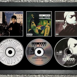 Ice Cube | Kill At Will | Certidão de Óbito | O Predador | Expositor de Parede Triplo para CDs Retro | Moldura Não Inclusa |