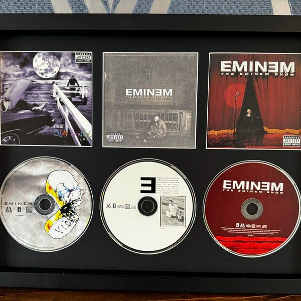 Eminem | The Slim Shady LP | The Marshall Mathers LP | Eminem Show | Retro Triple CD Wall Display | Frame Not Included |