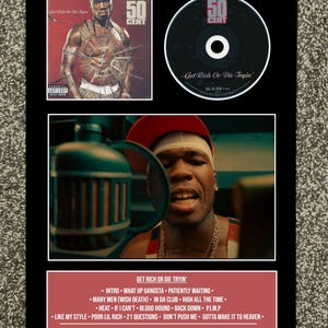 50 Cent | Get Rich or Die Tryin&#39; | Retro Mounted CD Wall Display | Frame Not Included |