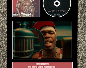 50 Cent | Get Rich or Die Tryin' | Retro Mounted CD Wall Display | Frame Not Included |