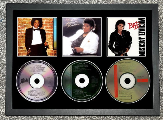 Michael Jackson | Off The Wall | Thriller | Bad | Retro Triple CD Wall Display | Frame Not Included |
