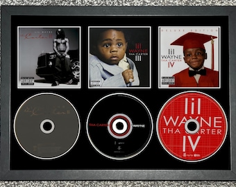 Lil Wayne / Tha Carter II / The Carter III / The Carter IV / Exhibidor de pared triple de CD retro / Marco no incluido /