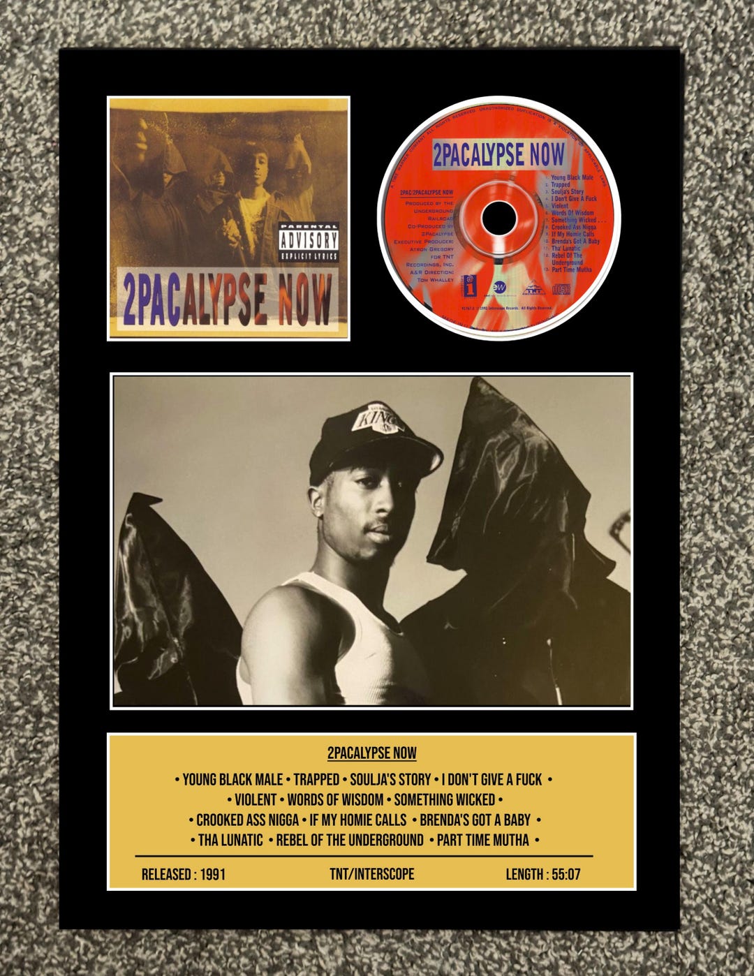 2pac | 2pacalypse Now | Retro Mounted CD Wall Display | Frame Not