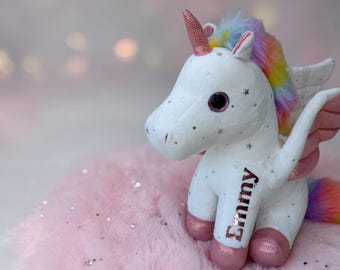 Vintage Animal Alley Unicorn Plush Pastel Teal White Sparkly