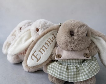 Personalized Bunny Keychain, Custom Name Bunny Bag Charm, Plush Bunny Keychain, Kids Backpack Charm, Easter Gift