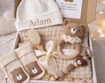 Baby Boy Gift Box, Newborn Boy Gift Box, Personalized Baby Gift, Custom Baby Box, New Baby Gift Box, Baby Shower Box, Neutral Baby Set