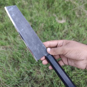 Handmade 13&quot; Chef Knife | 440C Steel | Black Micarta Handle | Leather Sheath Included |Cleaver Style Butcher Knife. Camping & Kitchen Tool