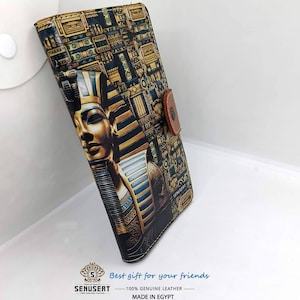 Pharaoh Tutankhamun Leather Journal – Handmade Egyptian Notebook – Vintage Travel Diary – SENUSERT 100% Genuine Leather Gift