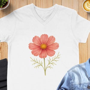 Watercolor Cosmos Flower T-Shirt: Botanical Nature Lover Gift