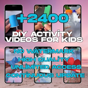 Más de 2400 vídeos de actividades DIY para niños: manualidades educativas creativas, listos para TikTok y Reels, descarga instantánea