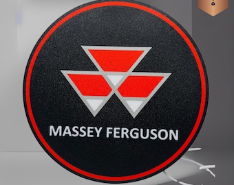 Massey Ferguson Inspired LED Lightbox – 3D Printed Tractor Logo Lamp, Farmhouse Décor, Gift for Farmers & Tractor Fans, hanging type