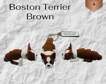Pawfect Pets Boston Terrier Brown & White, 3D Printed Pet Keychain – Can be Personalized, Pet Lover Gift, Collectable Keepsake