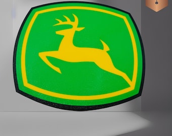 John Deere LED Lightbox – 3D Printed Tractor Logo Lamp, Farmhouse Décor, Gift for Farmers & Tractor Fans, hanging version
