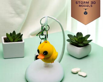 3D Printed Flexi Duck Keychain – Cute Fidget Toy, Animal Lover Gift, Flexible Duck Keychain Charm