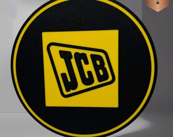 JCB Inspired LED Lightbox, Old Style Logo – 3D Printed Tractor Logo Lamp, Farmhouse Décor, Gift for Farmers & Tractor Fans, hanging type