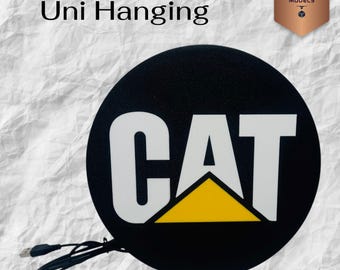 CAT Inspired LED Lightbox – 3D Printed Tractor Logo Lamp, Farmhouse Décor, Gift for Farmers & Tractor Fans, Hanging type