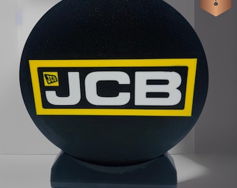JCB Inspired LED Lightbox, New Style Logo – 3D Printed Tractor Logo Lamp, Farmhouse Décor, Gift for Farmers & Tractor Fans, standing type