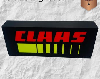 Claas Inspired LED Lightbox, New Style Logo – 3D Printed Tractor Logo Lamp, Farmhouse Décor, Gift for Farmers, Box type