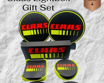 Claas Inspired LED Lightbox GIFT SET – 3D Printed Tractor Logo Lamp, Farmhouse Décor, Gift for Farmers & Tractor Fans, Standing type