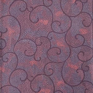 Vintage kimono Silk Fabric, Katazome Geometric Circles, Purple Craft Supply for Quilting , Slow Stitch