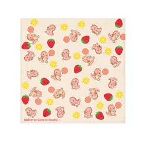 Toalla facial con forma de dinosaurio que juega con frutas | Dinosaurio Kawaii × Fresa y Limón