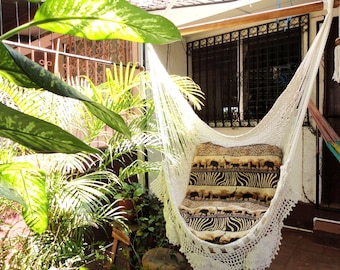 Hammock Chair. White Hammock Chair. Hammock with Fringe