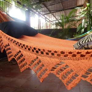 One Color Single Hammock Hand-Woven Natural Cotton Triangle Fringe image 2