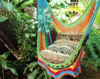 Symmetric Color Combination Hanging Chair - Simple Fringe