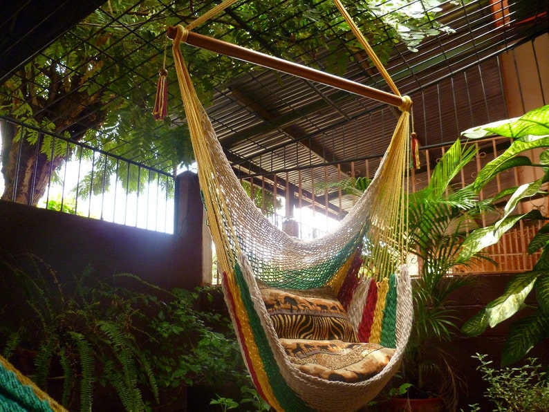 Multicolor Sitting Hammock Hanging Chair Natural Cotton and Etsy