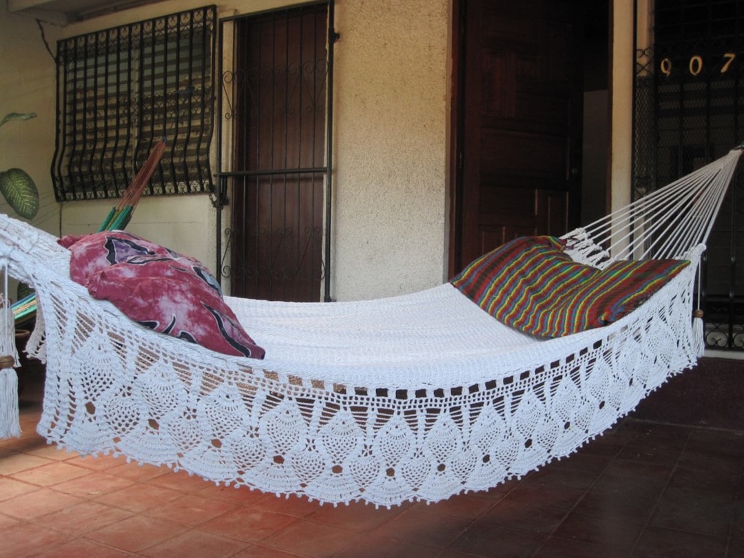 Beige Double Hammock Handwoven Natural Cotton With Bell Etsy