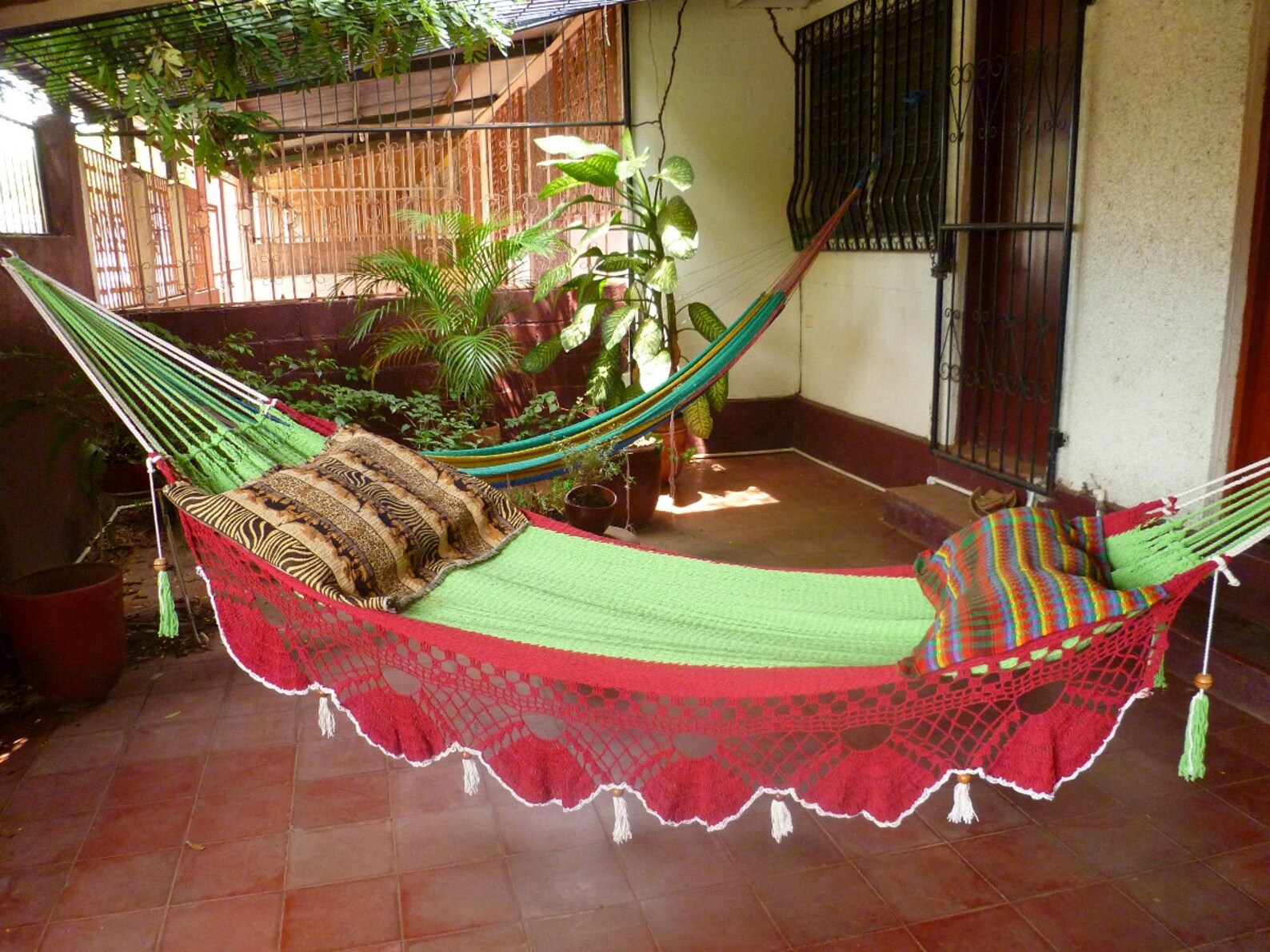 Beautiful Two Colors Double Hammock Handwoven Natural Cotton Etsy