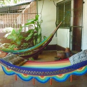 Rainbow magic, Beautiful single size hammock, Rainbow colors combination with Special Fringe image 2