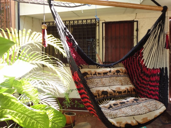 Red/Black Cotton Hammock Chair