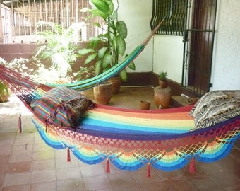 Rainbow magic Two, Beautiful single size hammock, Rainbow colors combination with Special Fringe