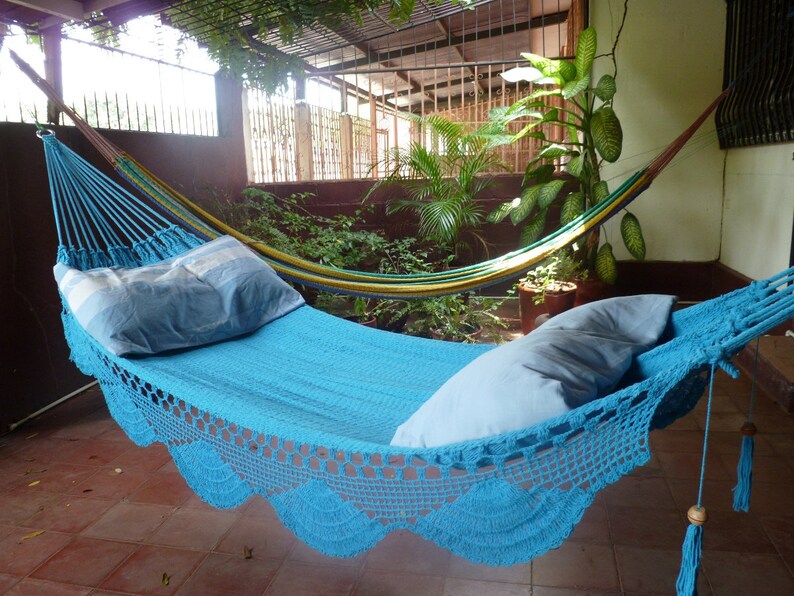 Turquoise hammock Double Hammock handwoven Natural Cotton Etsy